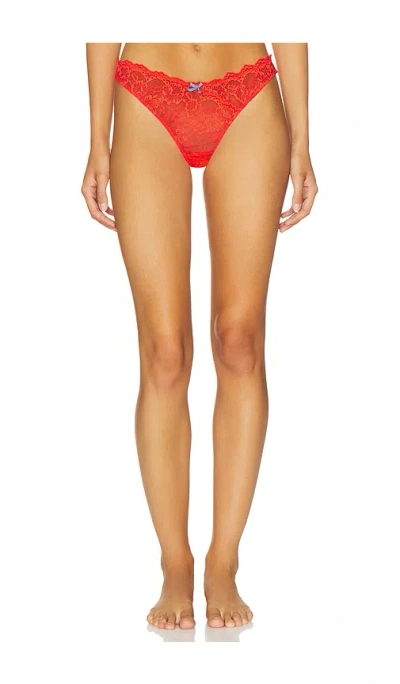 Fleur Du Mal Bianca Lace Thong In Red