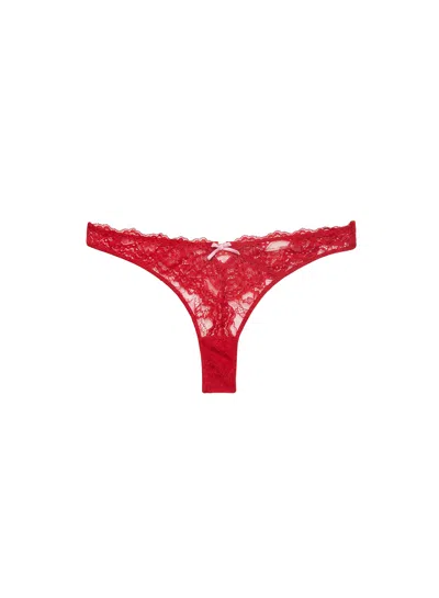 Fleur Du Mal Bianca Lace Thong In Burgundy
