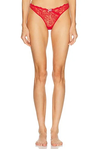 Fleur Du Mal Bianca Lace Thong In Red