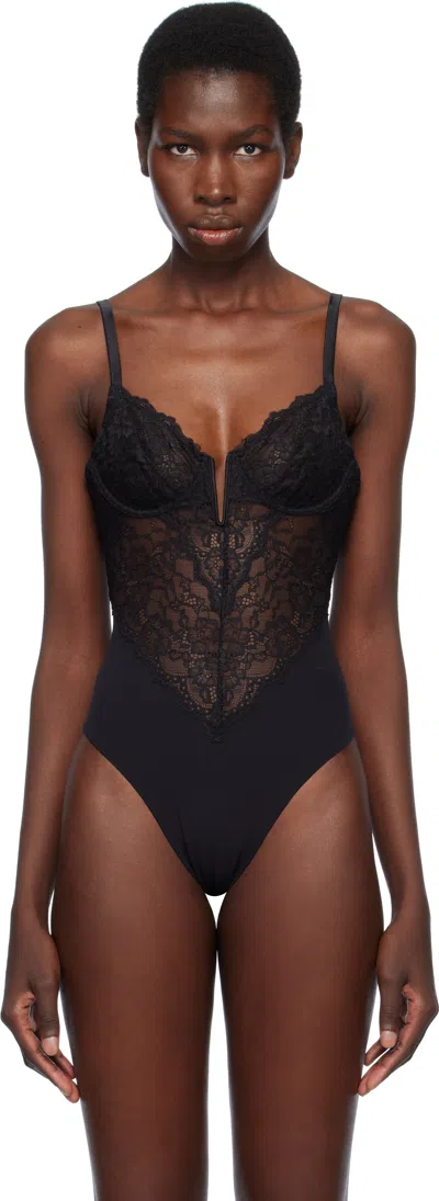 Fleur Du Mal Black Bianca Lace Bodysuit In 0100 Black