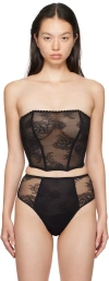 Fleur Du Mal Black Bouquet Lace Corset Top In 0100 Black
