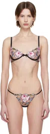 Fleur Du Mal Black Fidelia Embroidery Demi Bra In 0100 Black