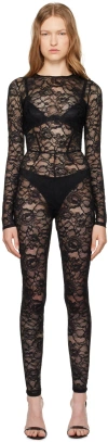 Fleur Du Mal Black Lace Jumpsuit In 0100 Black