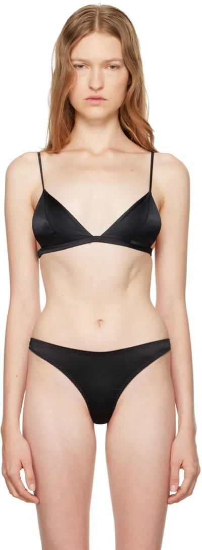 Fleur Du Mal Black Luxe Triangle Bra In 0100 Black