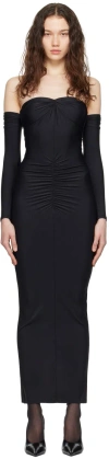 Fleur Du Mal Bandeau Ruched Midi Dress In 0100 Black