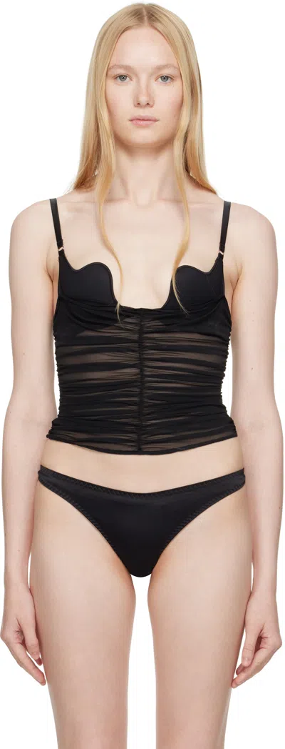 Fleur Du Mal Black Seduce U-plunge Mesh Cami Bra