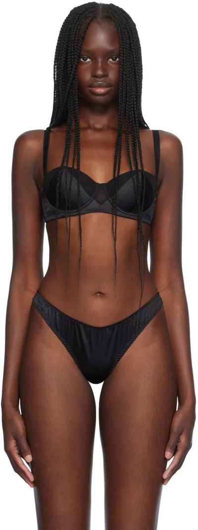 Fleur Du Mal Black Top Stitch Convertible Bra In 0100 Black