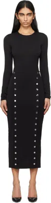 Fleur Du Mal Stud-detail Side-slit Midi Dress In 0100 Black