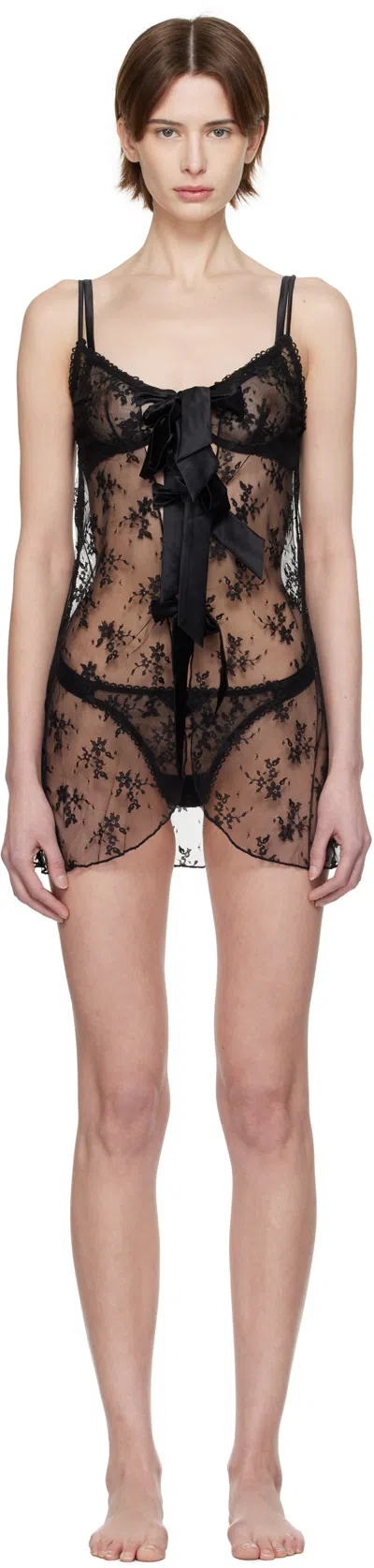 Fleur Du Mal Black Untie Me Nightgown In 0100 Black