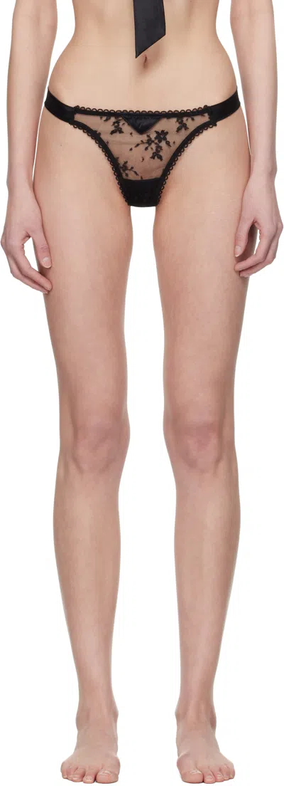 Fleur Du Mal Black Untie Me Thong In 0100 Black