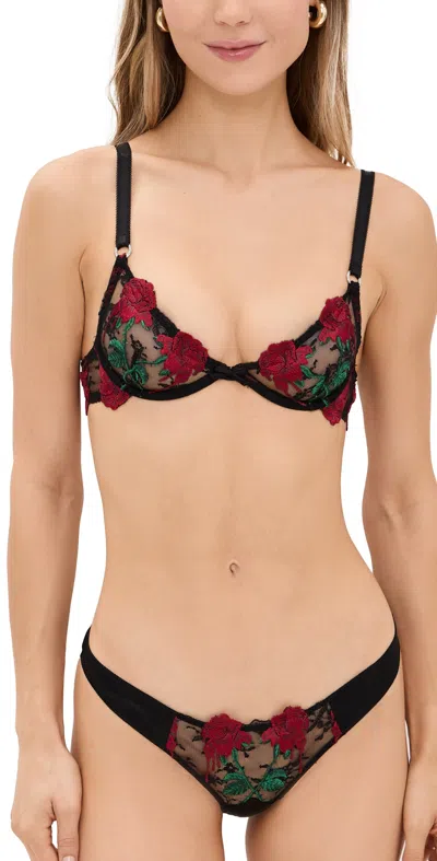 Fleur Du Mal Butterfly Garter In Patterned Black