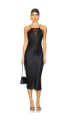Fleur Du Mal Vampire Rose Embroidery Slip Dress In Black