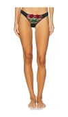 Fleur Du Mal Lily Embroidered Thong In Black