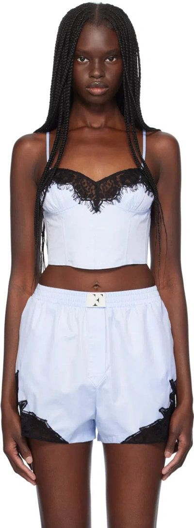 Fleur Du Mal Blue Lace Trim Bustier In 0920 Ice Blue