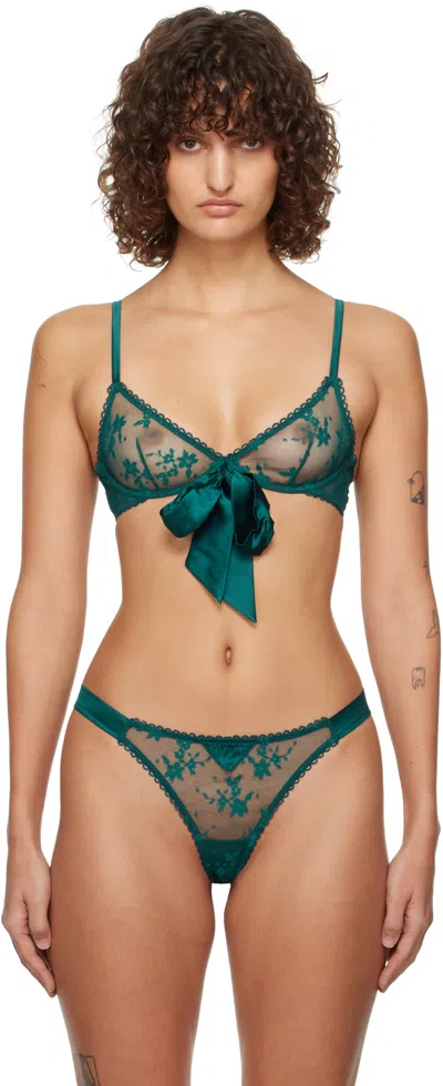 Fleur Du Mal Blue Untie Me Demi Bra In 0949 Crystal Teal