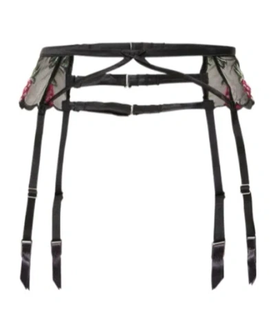 Fleur Du Mal Bondage Pineapple Suspender Belt In Black