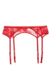 Fleur Du Mal Frankie Lace Strappy Garter Belt In Red