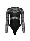 Fleur Du Mal Floral-lace Long-sleeve Bodysuit In Black