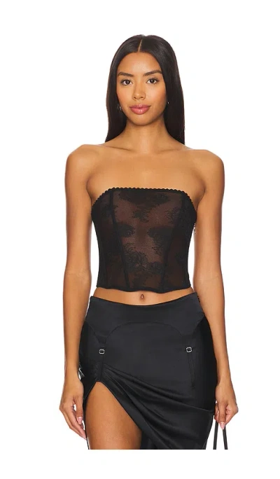 Fleur Du Mal Bouquet Lace Corset Top In 黑色