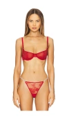 Fleur Du Mal Bouquet Lace Scooped Balconette Bra In Rouge