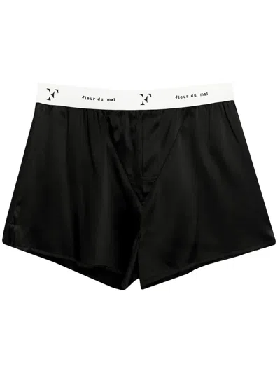 Fleur Du Mal Unisex Washable Silk Boxers In Black
