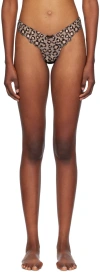 Fleur Du Mal Brown Leopard Embroidery Thong In 0941 Chocolat