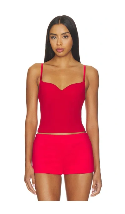 Fleur Du Mal Built-in Bra Cami Top In Rouge