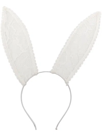 Fleur Du Mal Bunny-ears Lace Headband In White
