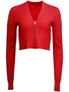 Fleur Du Mal Knit Zip Bustier Cardigan In Rouge In Rot