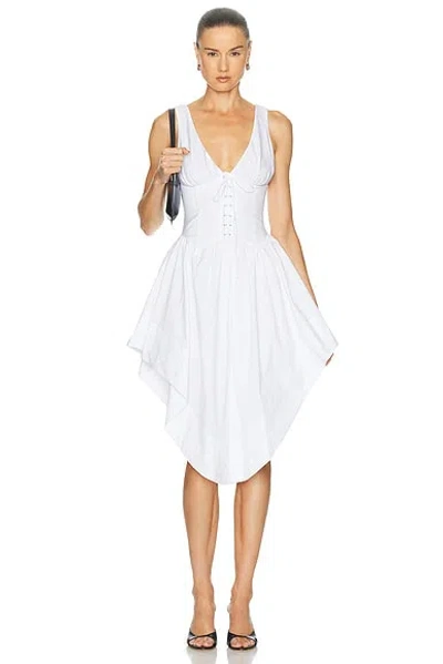 Fleur Du Mal Bustier Poplin Lacing Dress In White