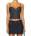 Fleur Du Mal Bustier Top In Indigo Denim In Brown