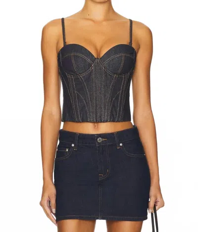 Fleur Du Mal Bustier Top In Indigo Denim In Brown