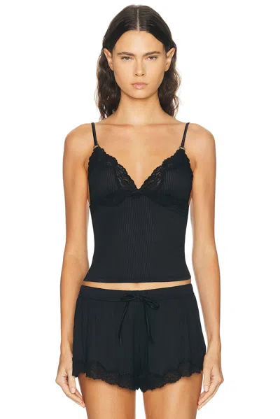 Fleur Du Mal Butter Rib Cami Top In Black