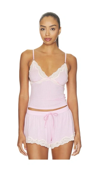Fleur Du Mal Butter Rib Cami Top In Pink