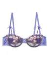 Fleur Du Mal Butterfly-embroidered Balconette Bra In Purple
