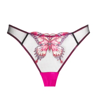 Fleur Du Mal Butterfly Embroidered Cheeky Brief In Pink