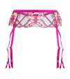 Fleur Du Mal Butterfly Embroidered Suspender Belt In Pink