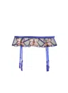 Fleur Du Mal Butterfly Embroidered Garter Belt In Periwinkle