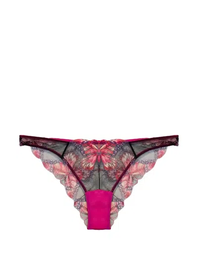 Fleur Du Mal Butterfly Scalloped Briefs In Multi
