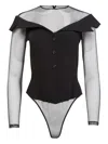 Fleur Du Mal Button Bodysuit In Black