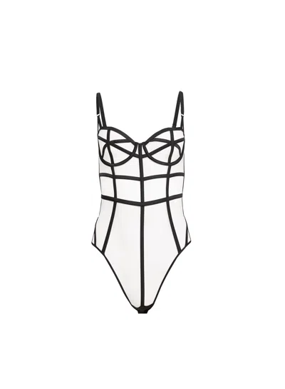 Fleur Du Mal Caged Bodysuit In Black