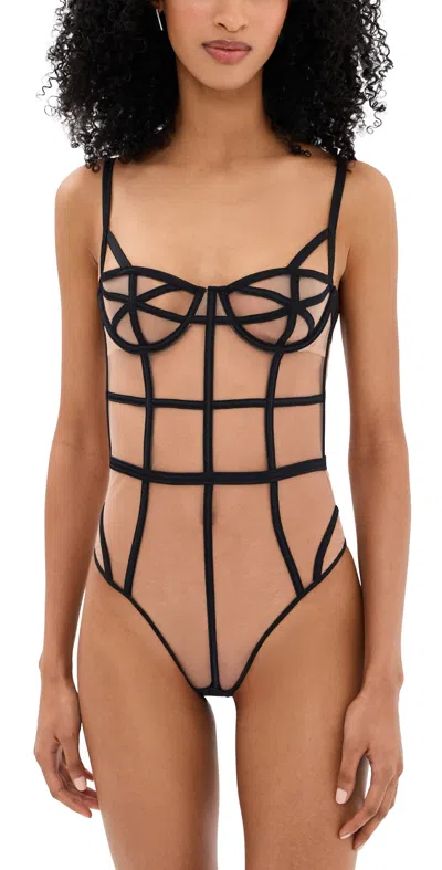 Fleur Du Mal Caged Bodysuit Black