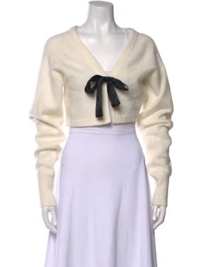 Pre-owned Fleur Du Mal Cashmere V-neck Sweater In Neutral