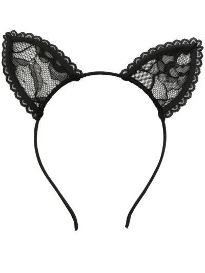 Fleur Du Mal Cat-ears Lace Headband In Black