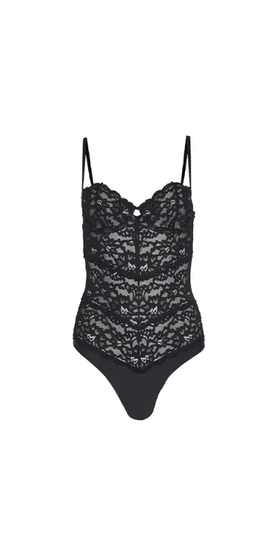Fleur Du Mal Charlotte Balconette Bodysuit In Black