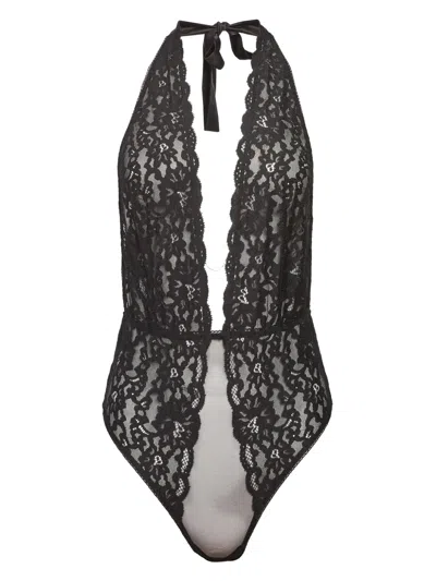 Fleur Du Mal Charlotte Sheer-lace Bodysuit In Black