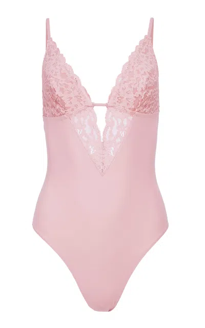 Fleur Du Mal Charlotte Lace And Recycled Jersey 3-way Bodysuit In Multi