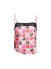 Fleur Du Mal Charlotte Lace Cami In Tan Heartbreaker Print