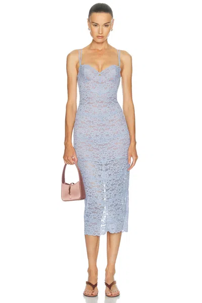 Fleur Du Mal Charlotte Lace Dress In Wisteria Blue