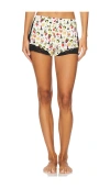 Fleur Du Mal Charlotte Lace Tap Shorts In Ivory Ciao Amore Print